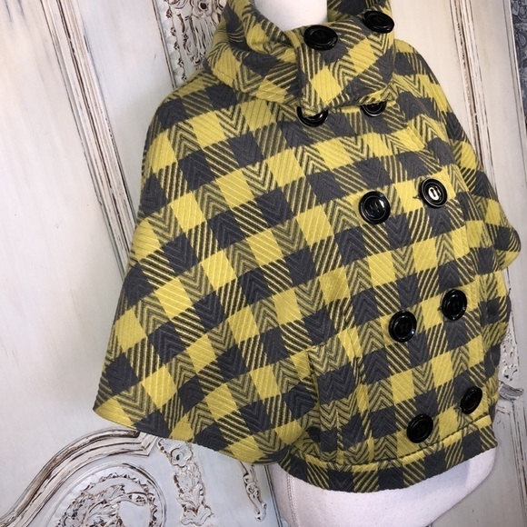 Twenty One Chartreuse and Gray Plaid French Vibes Double Breasted Jacket Size M - Picture 2 of 12